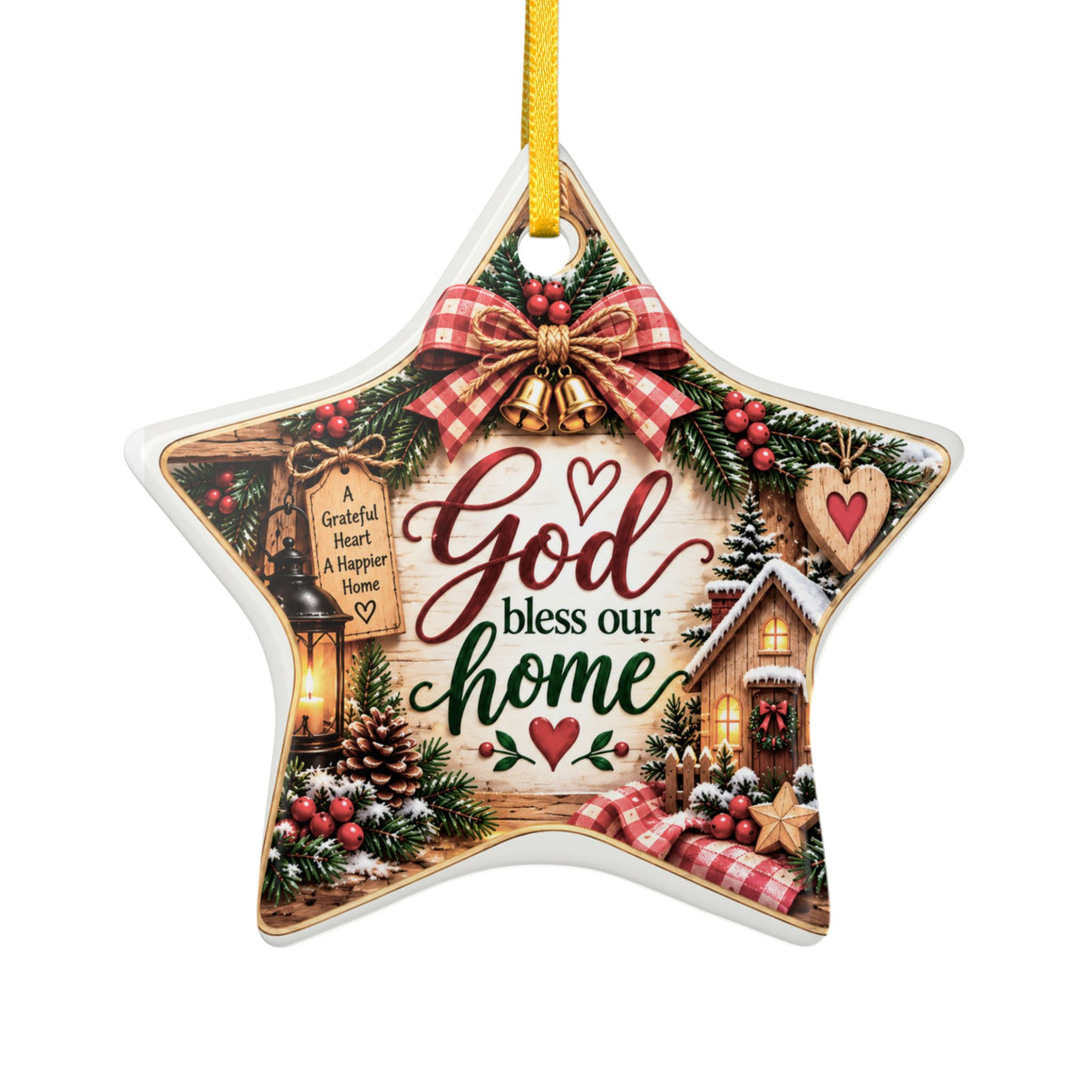 God Bless Our Home Ceramic Ornament | Christmas Star Keepsake