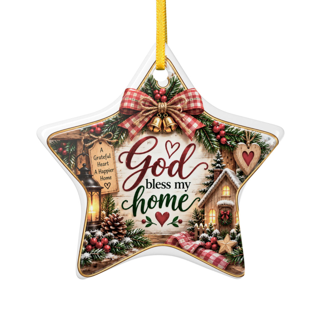 God Bless Our Home Ceramic Ornament | Christmas Star Keepsake