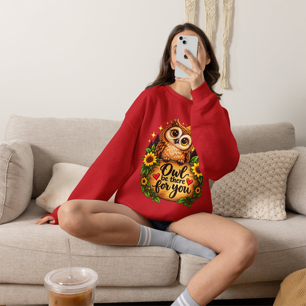 Owl be there for you Sweatshirt | Cute Owl with Sunflowers and Moon