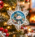 Snowman Pewter Snowflake Ornament | Blue Christmas Decor