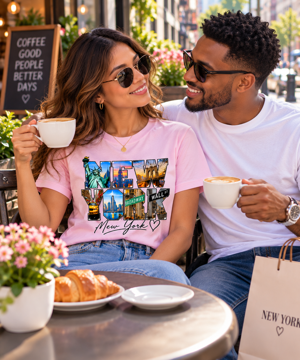 New York City T-Shirt | NYC Skyline Statue of Liberty Brooklyn Bridge Tee | New York Travel Shirt | NYC Souvenir Gift