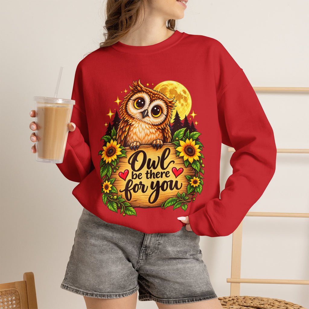 Owl be there for you Sweatshirt | Cute Owl with Sunflowers and Moon