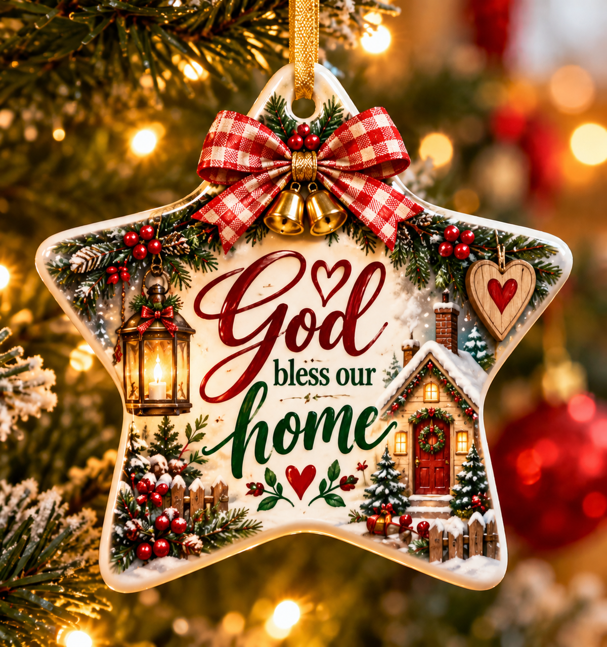 God Bless Our Home Ceramic Ornament | Christmas Star Keepsake