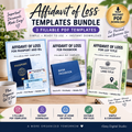 Affidavit of Loss Templates Bundle, Passport ID, Passbook & Lot Title, Fillable PDF