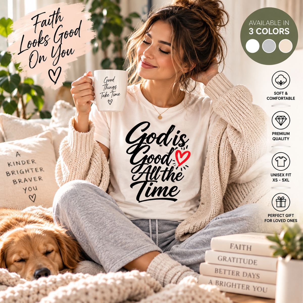 God Is Good All The Time Christian T-Shirt, Faith Based Religious Tee