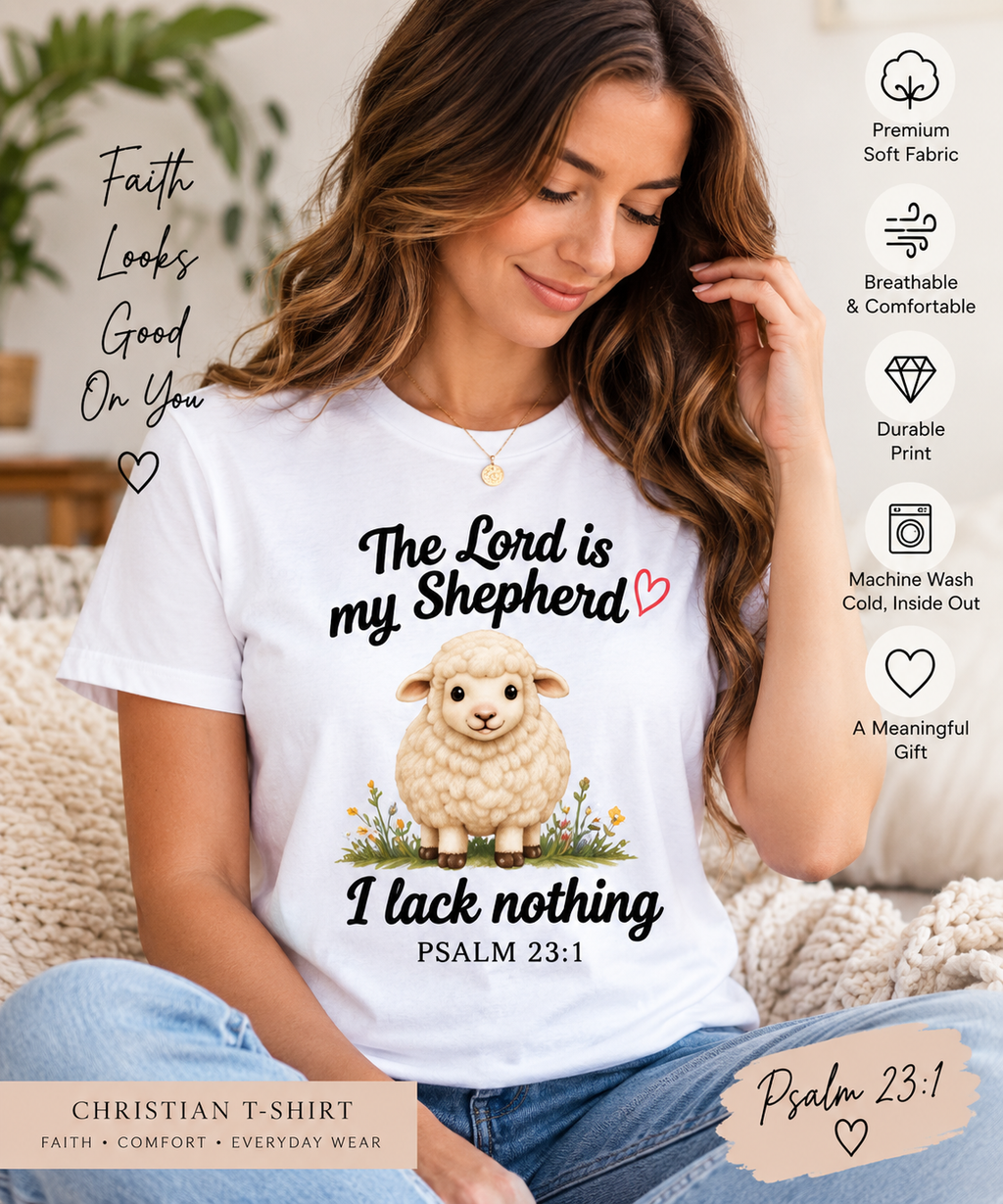 The Lord Is My Shepherd T-Shirt, Psalm 23:1 Christian Gift, Faith Comfort Wear, Casual Outfit