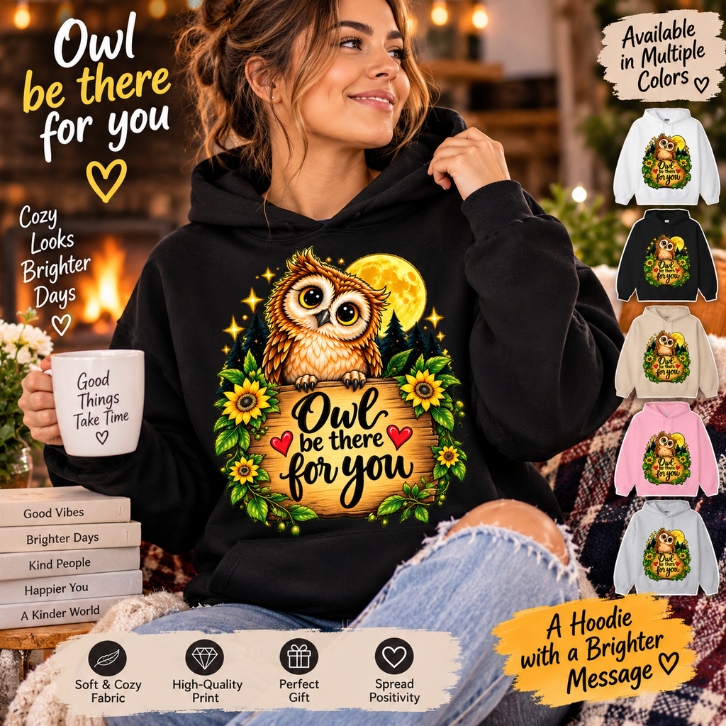Owl be there for you Sweatshirt | Cute Owl with Sunflowers and Moon
