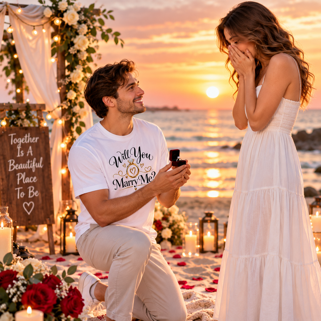 Will You Marry Me? Proposal T-Shirt for Him, Engagement Gift Groom