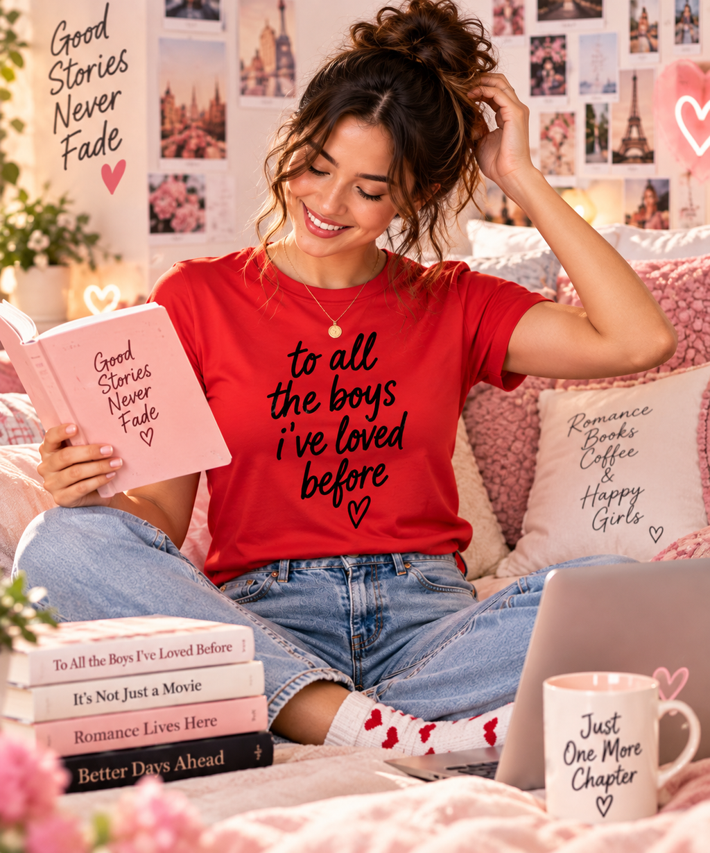 To All The Boys I've Loved Before Shirt, Retro Heart Kiss Graphic Tee, Funny Group Friend Trip Shirt, Valentine Gift, Movie Shirt,