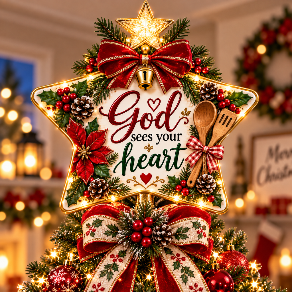 God Sees Your Heart Ceramic Ornament | Christmas Star Keepsake