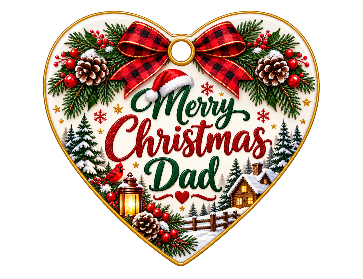 Merry Christmas Dad Heart Acrylic Ornament | Christmas Gift for Dad