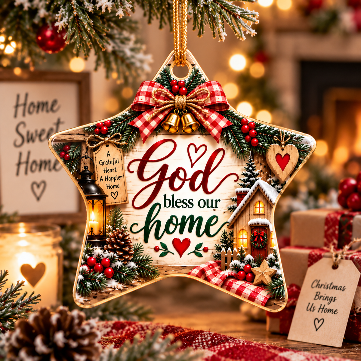 God Bless Our Home Ceramic Ornament | Christmas Star Keepsake