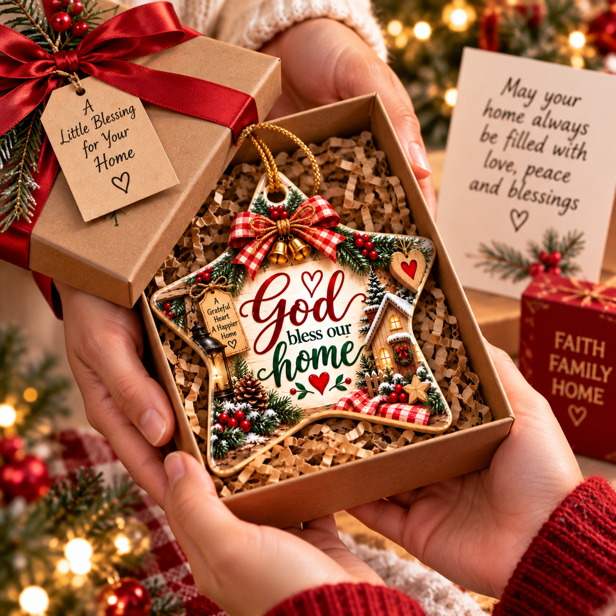 God Bless Our Home Ceramic Ornament | Christmas Star Keepsake