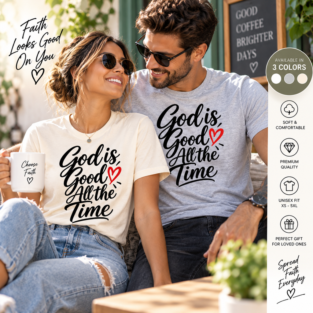 God Is Good All The Time Christian T-Shirt, Faith Based Religious Tee