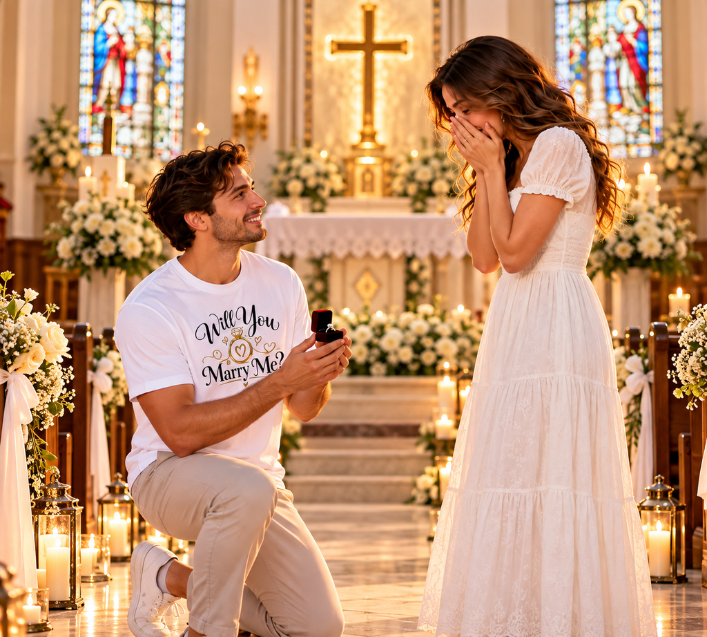Will You Marry Me? Proposal T-Shirt for Him, Engagement Gift Groom