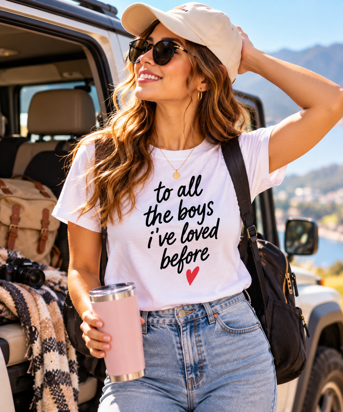 To All The Boys I've Loved Before Script Tee, Vintage Oversized Fit, Heart Graphic Shirt