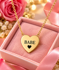 Babe Engraved Heart Necklace | Romantic Stainless Steel Pendant | Anniversary Gift for Her
