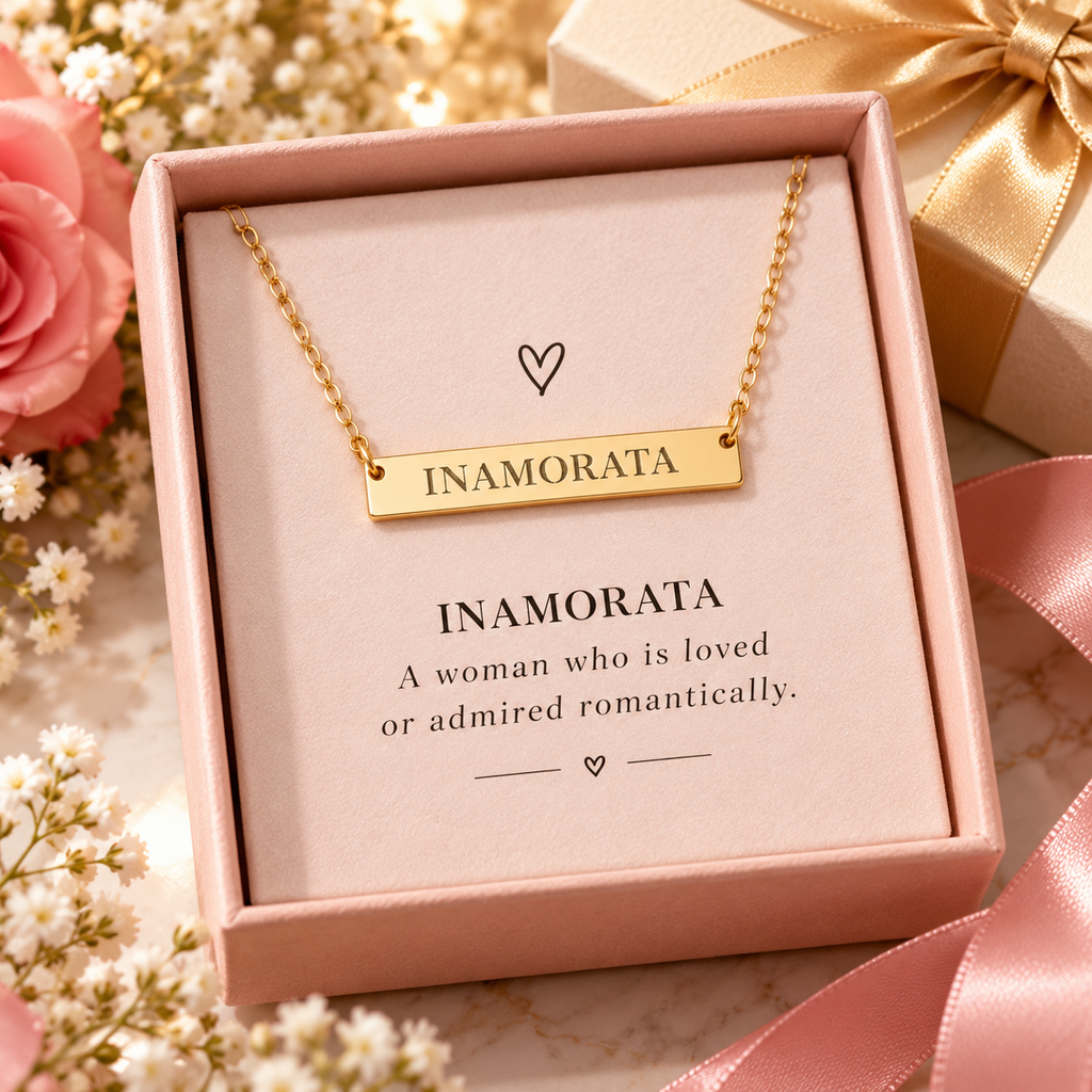 Inamorata Engraved Bar Necklace | Stainless Steel Gift for Her