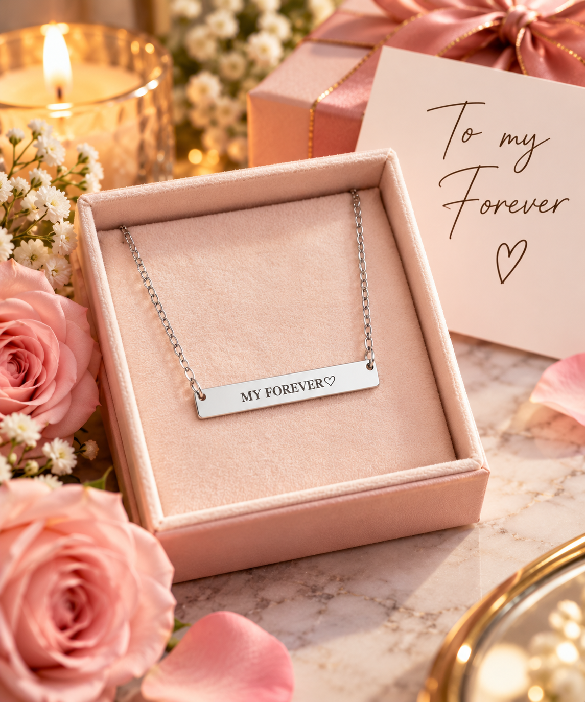 My Forever Engraved Necklace | Romantic Stainless Steel Jewelry | Anniversary Gift for Her