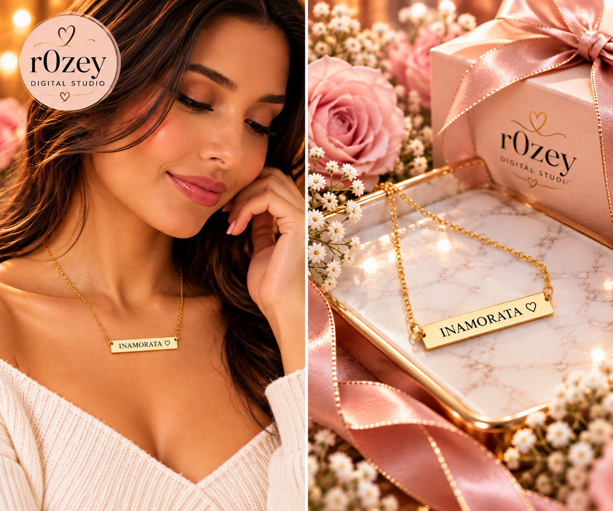 Inamorata Engraved Bar Necklace | Stainless Steel Gift for Her