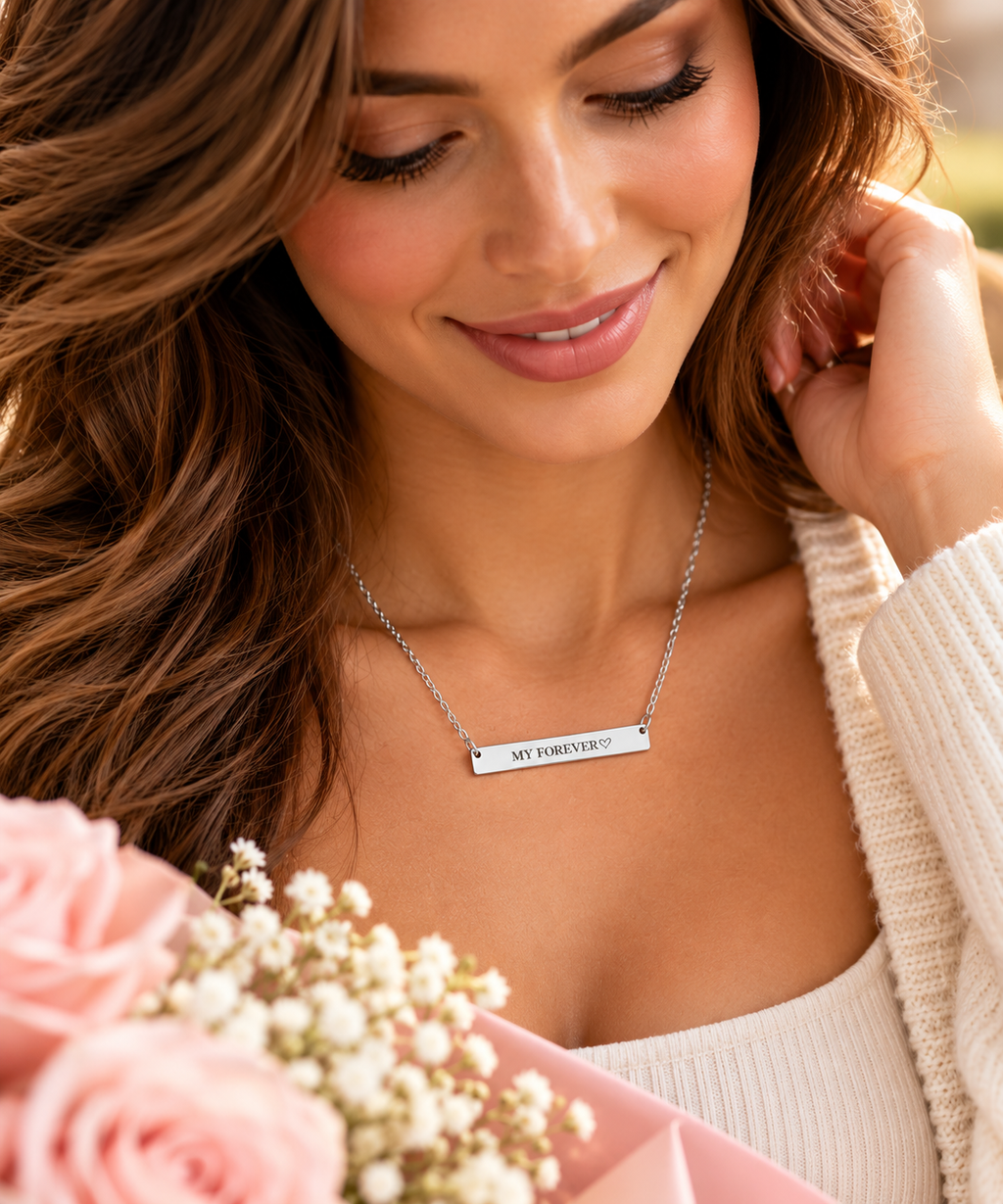 My Forever Engraved Necklace | Romantic Stainless Steel Jewelry | Anniversary Gift for Her