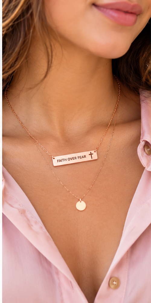 Faith Over Fear Cross Necklace | Christian Jewelry Gift