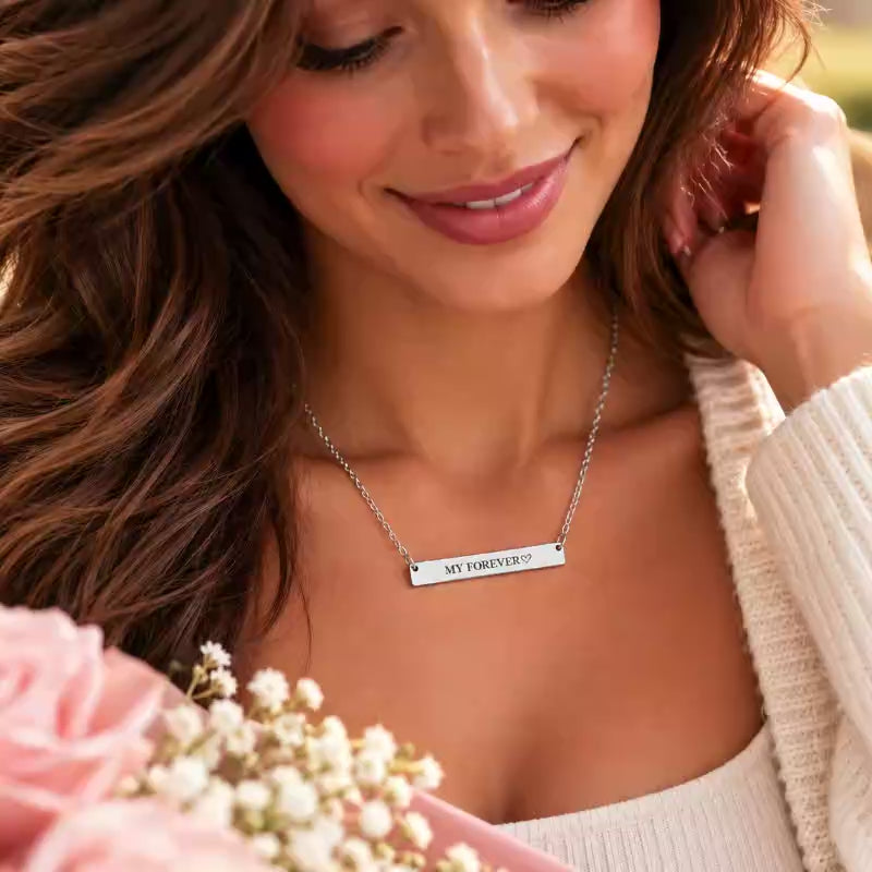 My Forever Engraved Necklace | Romantic Stainless Steel Jewelry | Anniversary Gift for Her