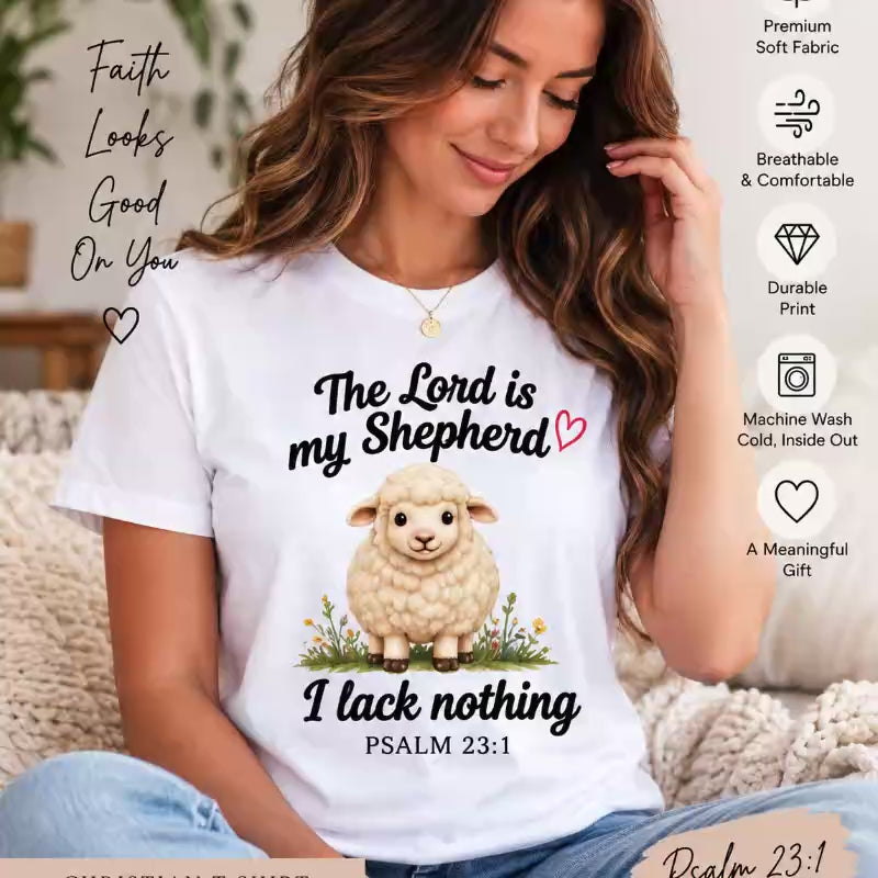 The Lord Is My Shepherd T-Shirt, Psalm 23:1 Christian Gift, Faith Comfort Wear, Casual Outfit